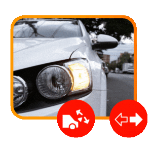Automóvil blanco usando direccionales